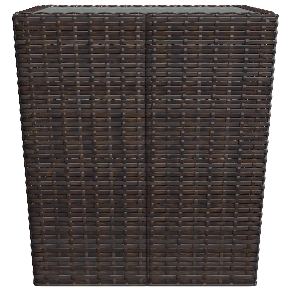 3-delige Bistroset poly rattan en gehard glas bruin