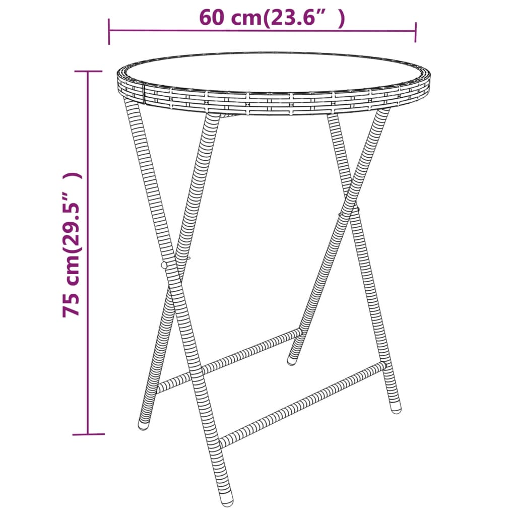 5-delige Bistroset poly rattan en gehard glas grijs is nu te koop bij PeponiXL, paradijselijk wonen!