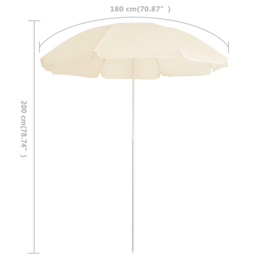 Parasol met stalen paal 180 cm zandkleurig is nu te koop bij PeponiXL, paradijselijk wonen!