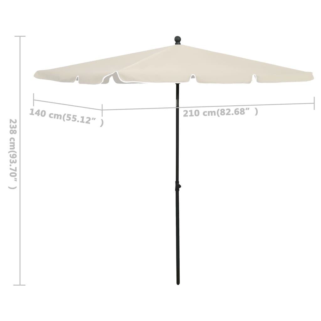 Parasol met paal 210x140 cm zandkleurig is nu te koop bij PeponiXL, paradijselijk wonen!