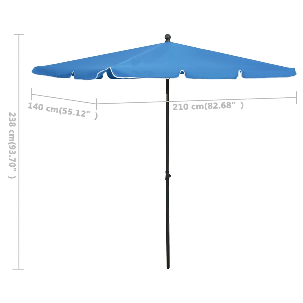 Parasol met paal 210x140 cm azuurblauw is nu te koop bij PeponiXL, paradijselijk wonen!