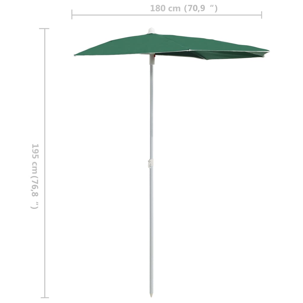 Parasol half met paal 180x90 cm groen is nu te koop bij PeponiXL, paradijselijk wonen!