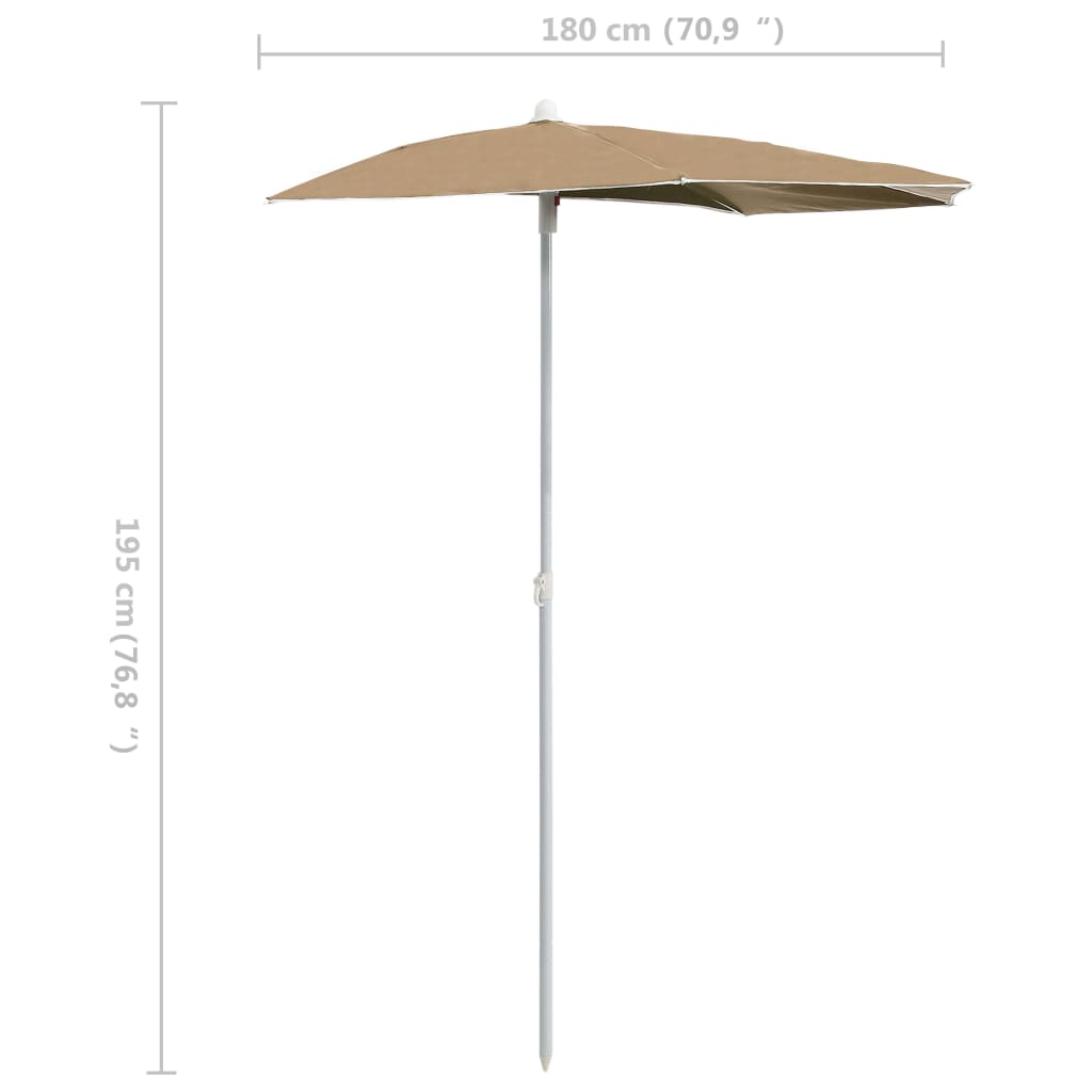 Parasol half met paal 180x90 cm taupe is nu te koop bij PeponiXL, paradijselijk wonen!