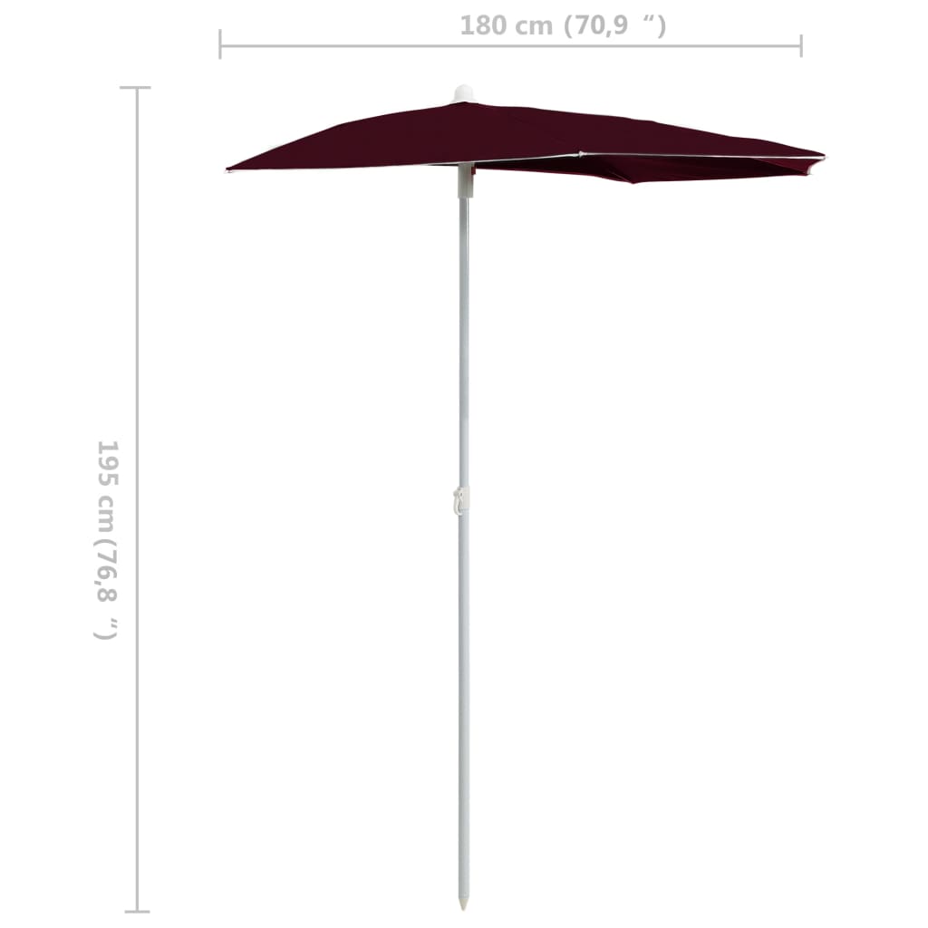 Parasol half met paal 180x90 cm bordeauxrood is nu te koop bij PeponiXL, paradijselijk wonen!