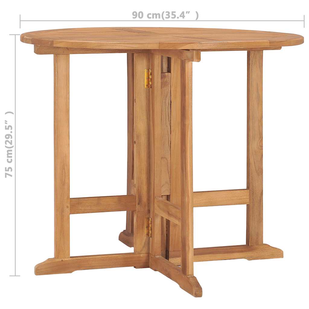 Tuintafel inklapbaar Ø 90x75 cm massief teakhout is nu te koop bij PeponiXL, paradijselijk wonen!