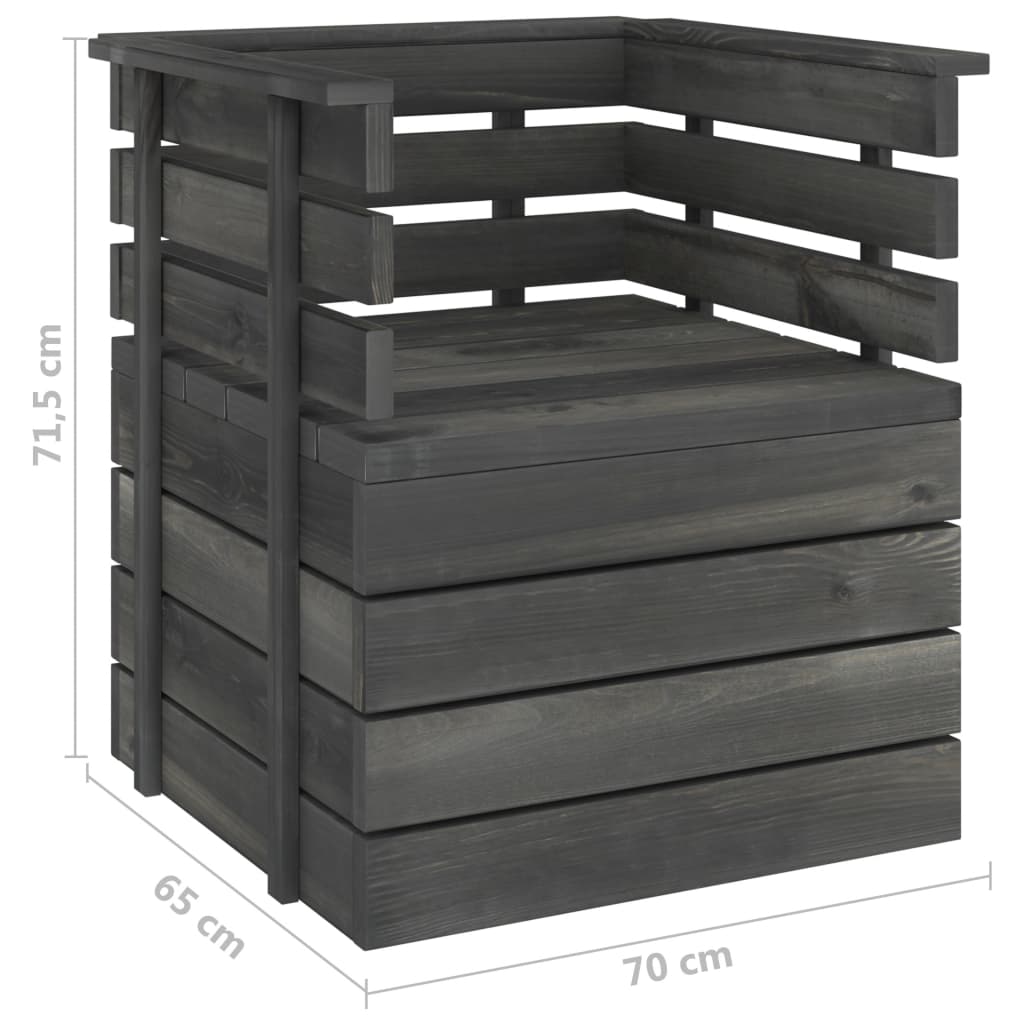 Tuinfauteuil pallet massief grenenhout donkergrijs is nu te koop bij PeponiXL, paradijselijk wonen!