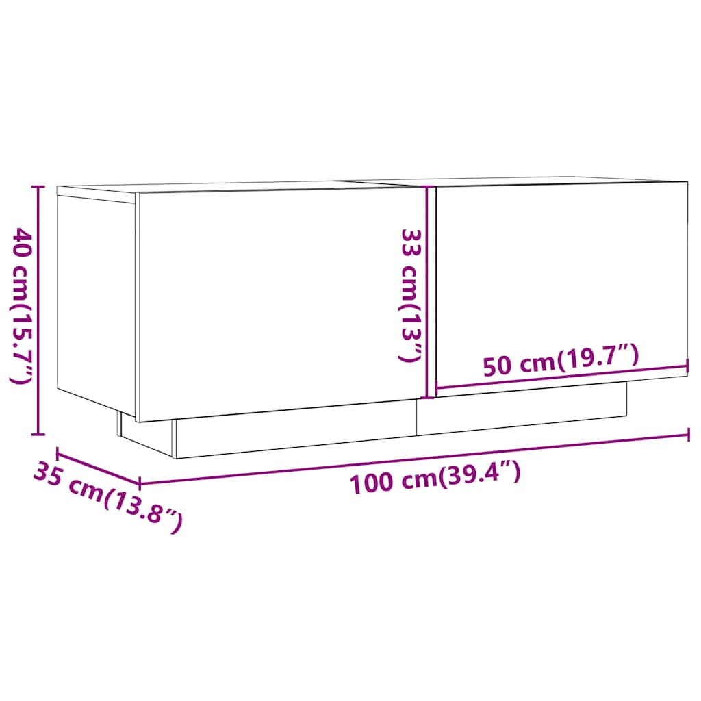 Tv-meubel 100x35x40 cm bewerkt hout sonoma eikenkleurig is nu te koop bij PeponiXL, paradijselijk wonen!