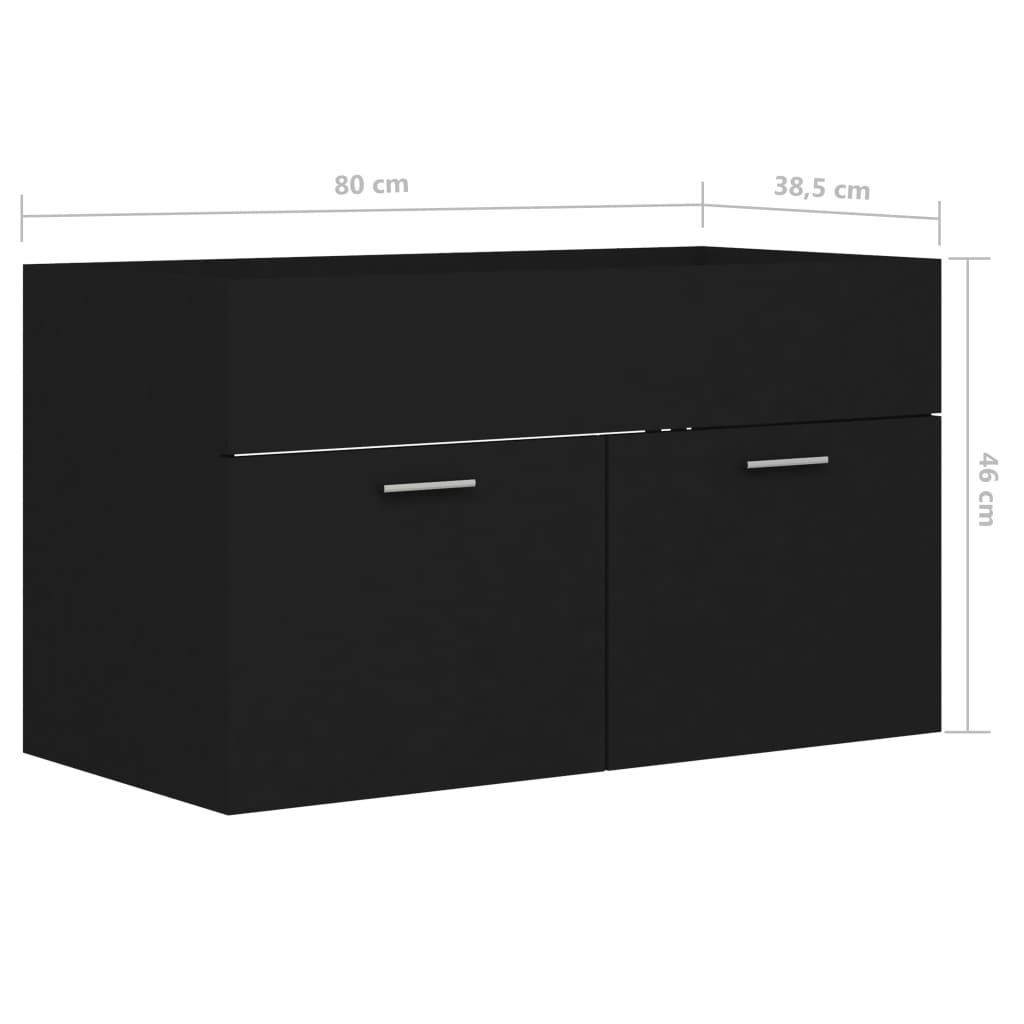 Wastafelkast 80x38,5x46 cm bewerkt hout zwart is nu te koop bij PeponiXL, paradijselijk wonen!