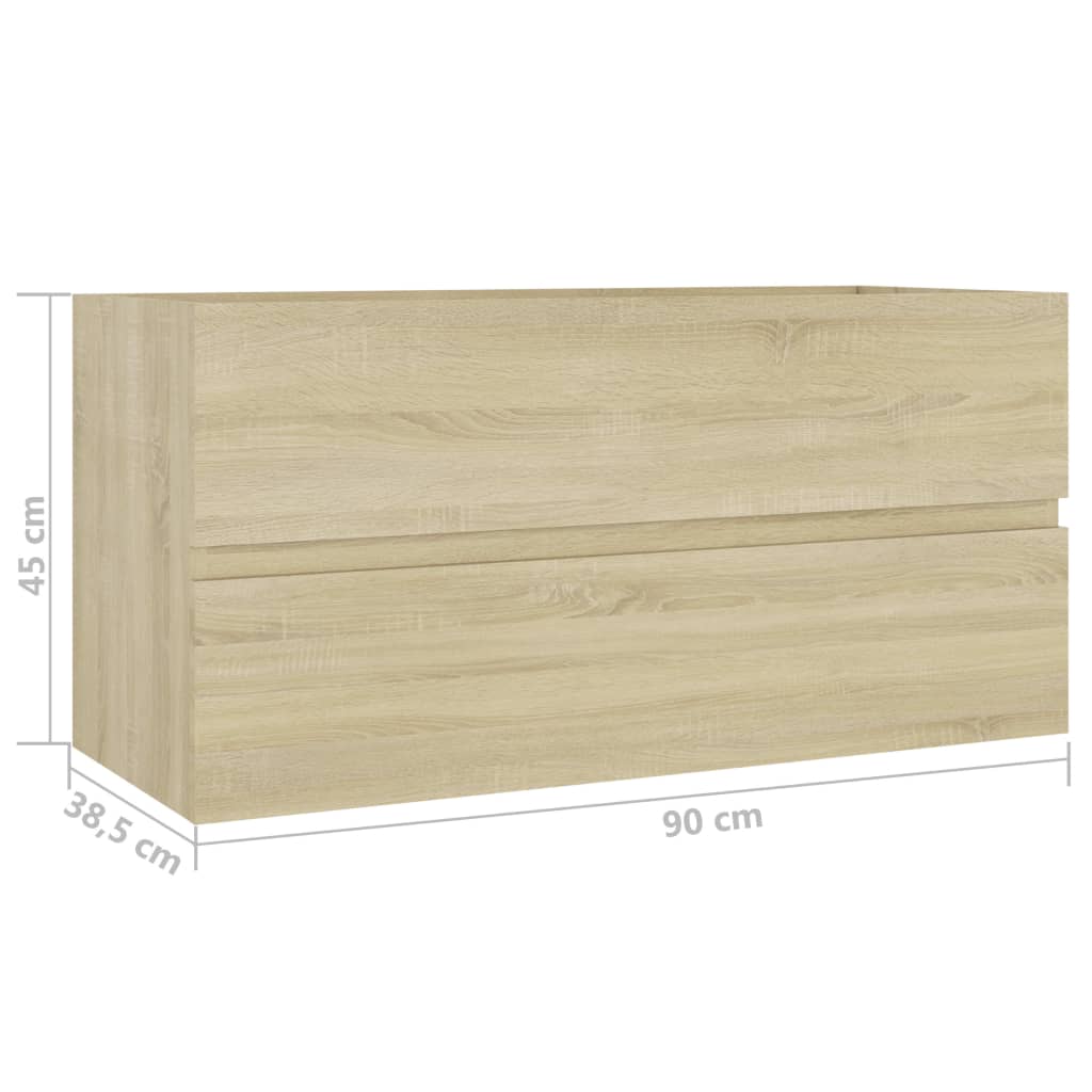 Wastafelkast 90x38,5x45 cm bewerkt hout sonoma eikenkleurig is nu te koop bij PeponiXL, paradijselijk wonen!
