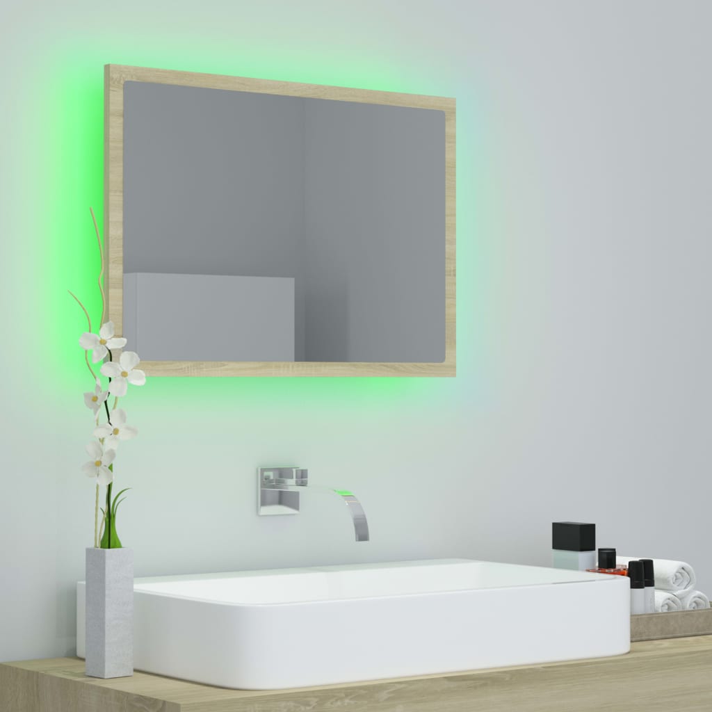 Badkamerspiegel LED 60x8,5x37 cm acryl sonoma eikenkleurig is nu te koop bij PeponiXL, paradijselijk wonen!