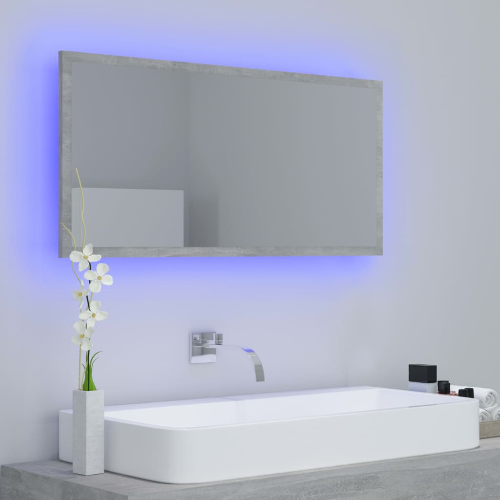 Badkamerspiegel LED 90x8,5x37 cm acryl betongrijs is nu te koop bij PeponiXL, paradijselijk wonen!