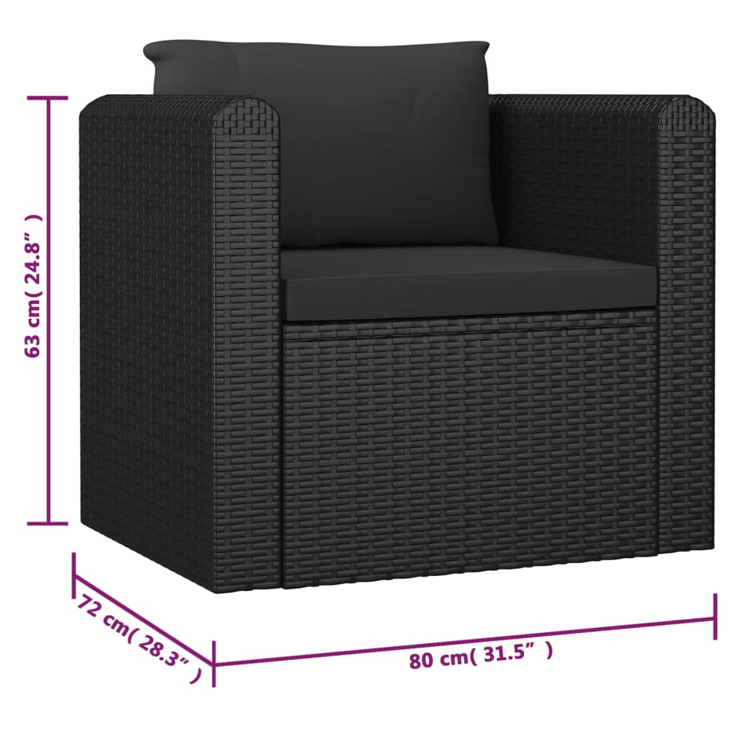10-delige Loungeset met kussens poly rattan zwart is nu te koop bij PeponiXL, paradijselijk wonen!