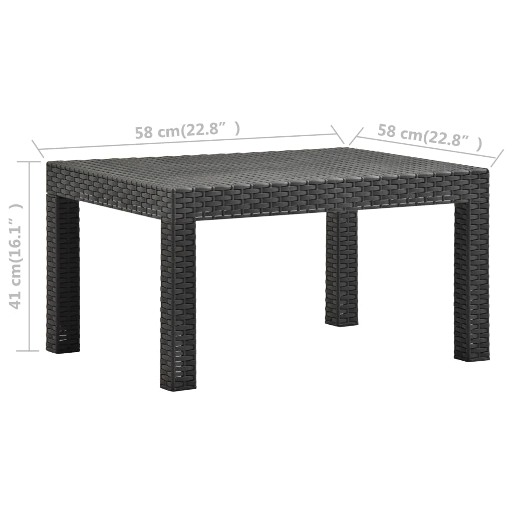 Tuintafel 58x58x41 cm PP rattan antracietkleurig is nu te koop bij PeponiXL, paradijselijk wonen!