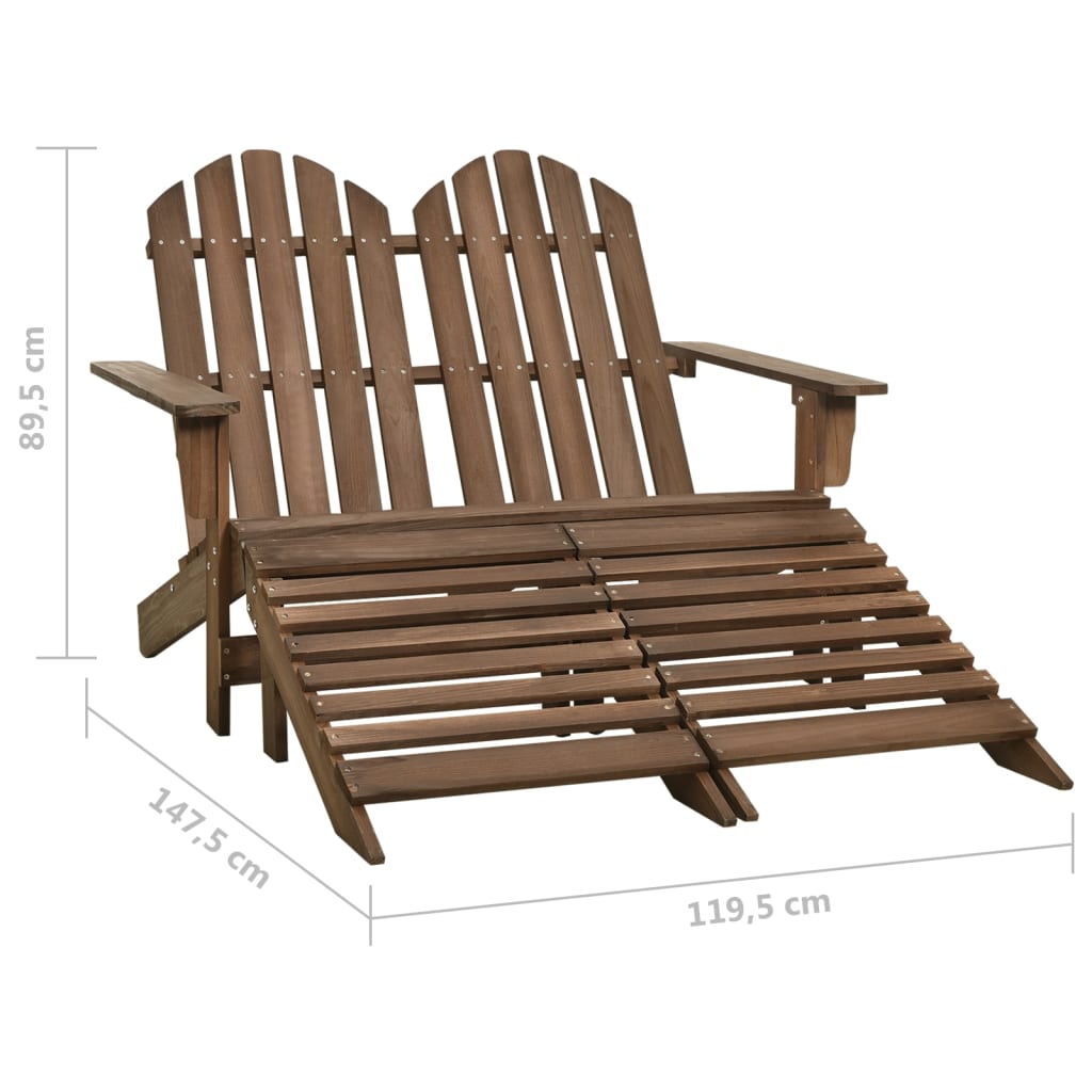 Tuinstoel 2-zits Adirondack met voetenbank vurenhout bruin is nu te koop bij PeponiXL, paradijselijk wonen!
