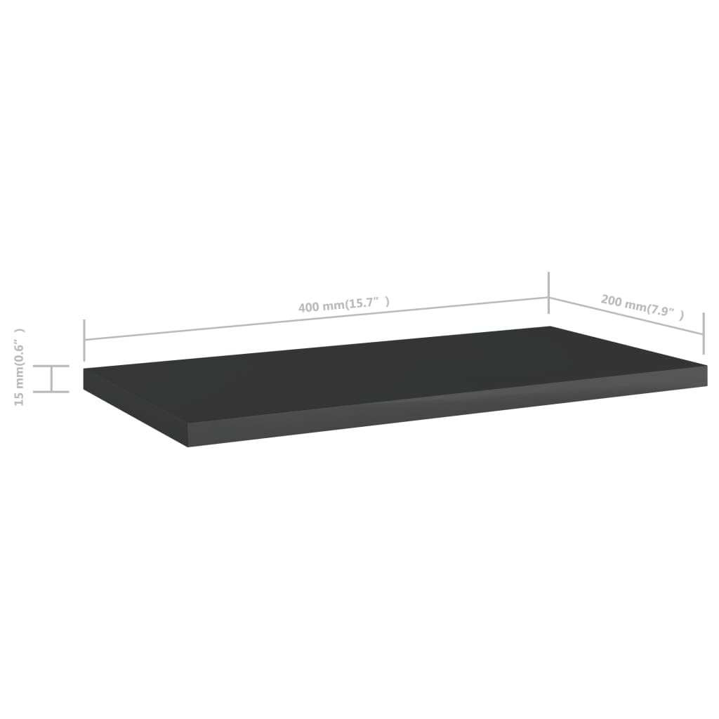 Wandschappen 8 st 40x20x1,5 cm spaanplaat hoogglans zwart is nu te koop bij PeponiXL, paradijselijk wonen!