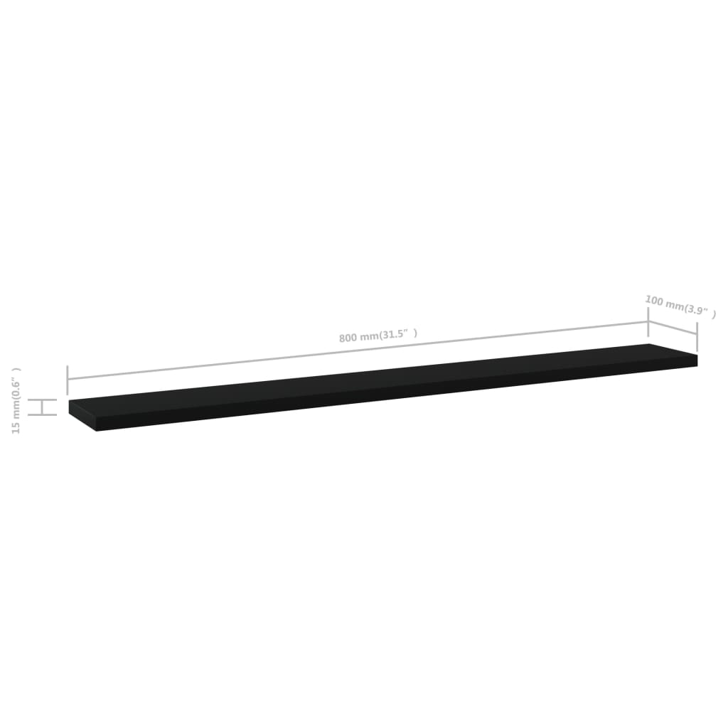 Wandschappen 4 st 80x10x1,5 cm spaanplaat zwart is nu te koop bij PeponiXL, paradijselijk wonen!