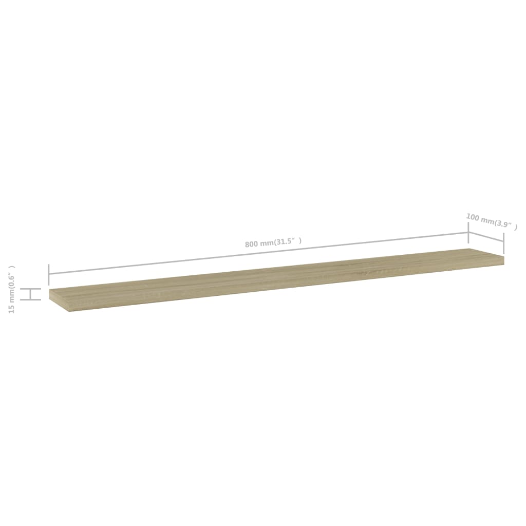 Wandschappen 8 st 80x10x1,5 cm spaanplaat sonoma eikenkleurig is nu te koop bij PeponiXL, paradijselijk wonen!
