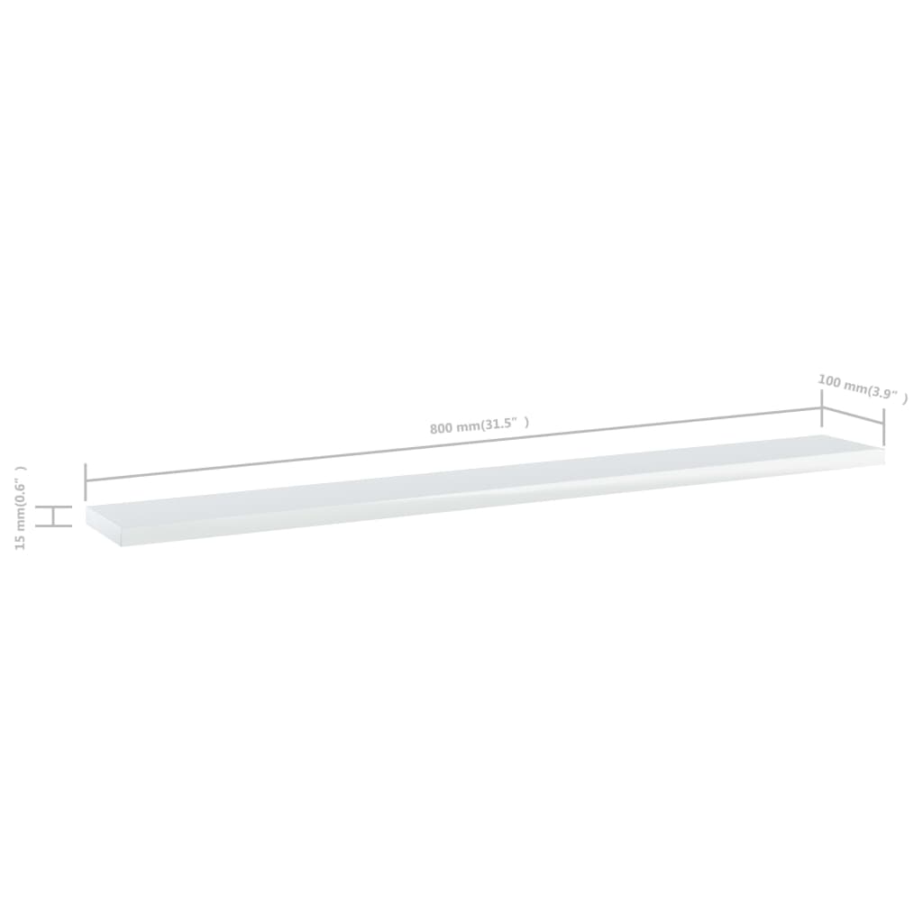 Wandschappen 4 st 80x10x1,5 cm spaanplaat hoogglans wit is nu te koop bij PeponiXL, paradijselijk wonen!