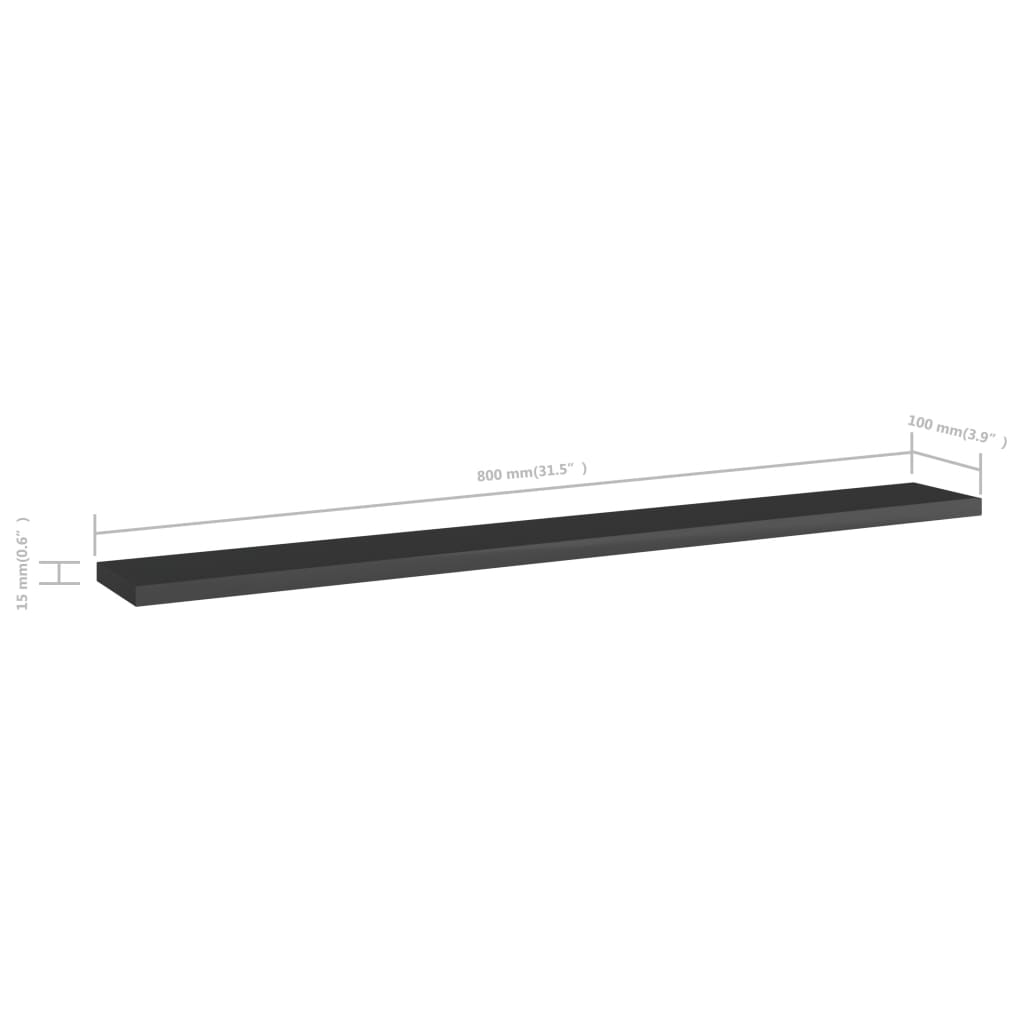 Wandschappen 4 st 80x10x1,5 cm spaanplaat hoogglans zwart is nu te koop bij PeponiXL, paradijselijk wonen!
