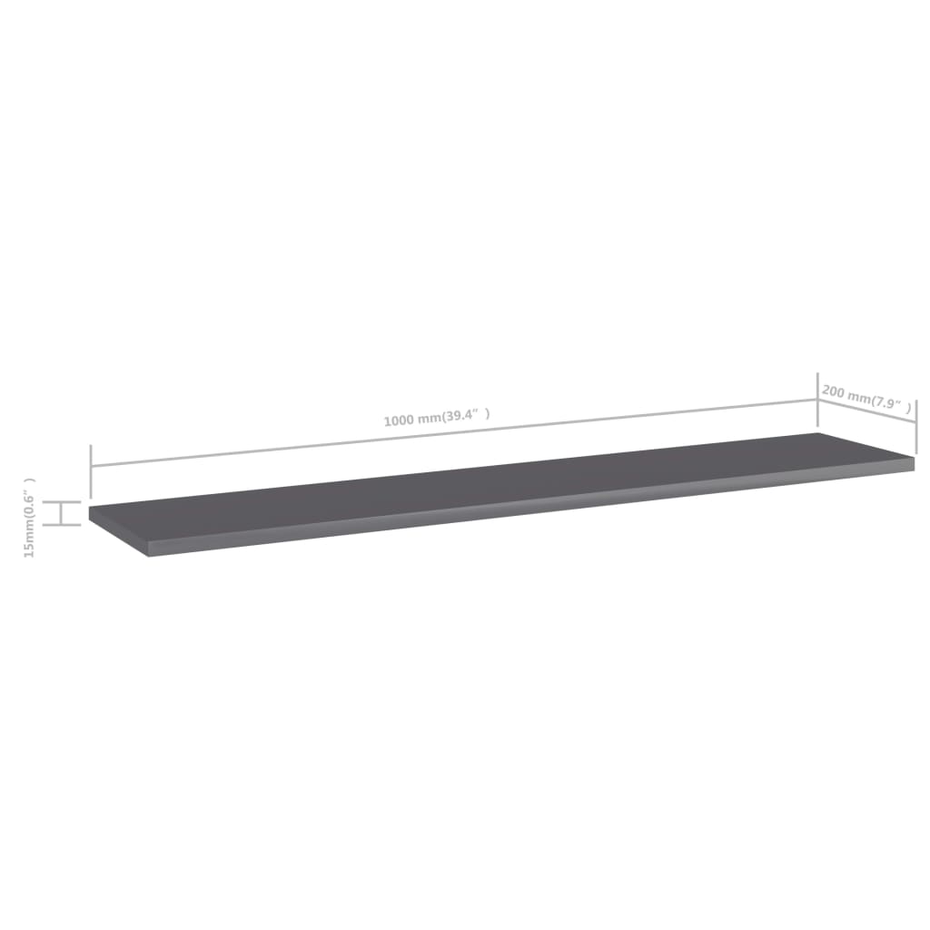 Wandschappen 4 st 100x20x1,5 cm spaanplaat hoogglans grijs is nu te koop bij PeponiXL, paradijselijk wonen!
