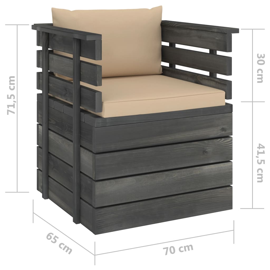 Tuinfauteuil met kussens pallet grenenhout is nu te koop bij PeponiXL, paradijselijk wonen!