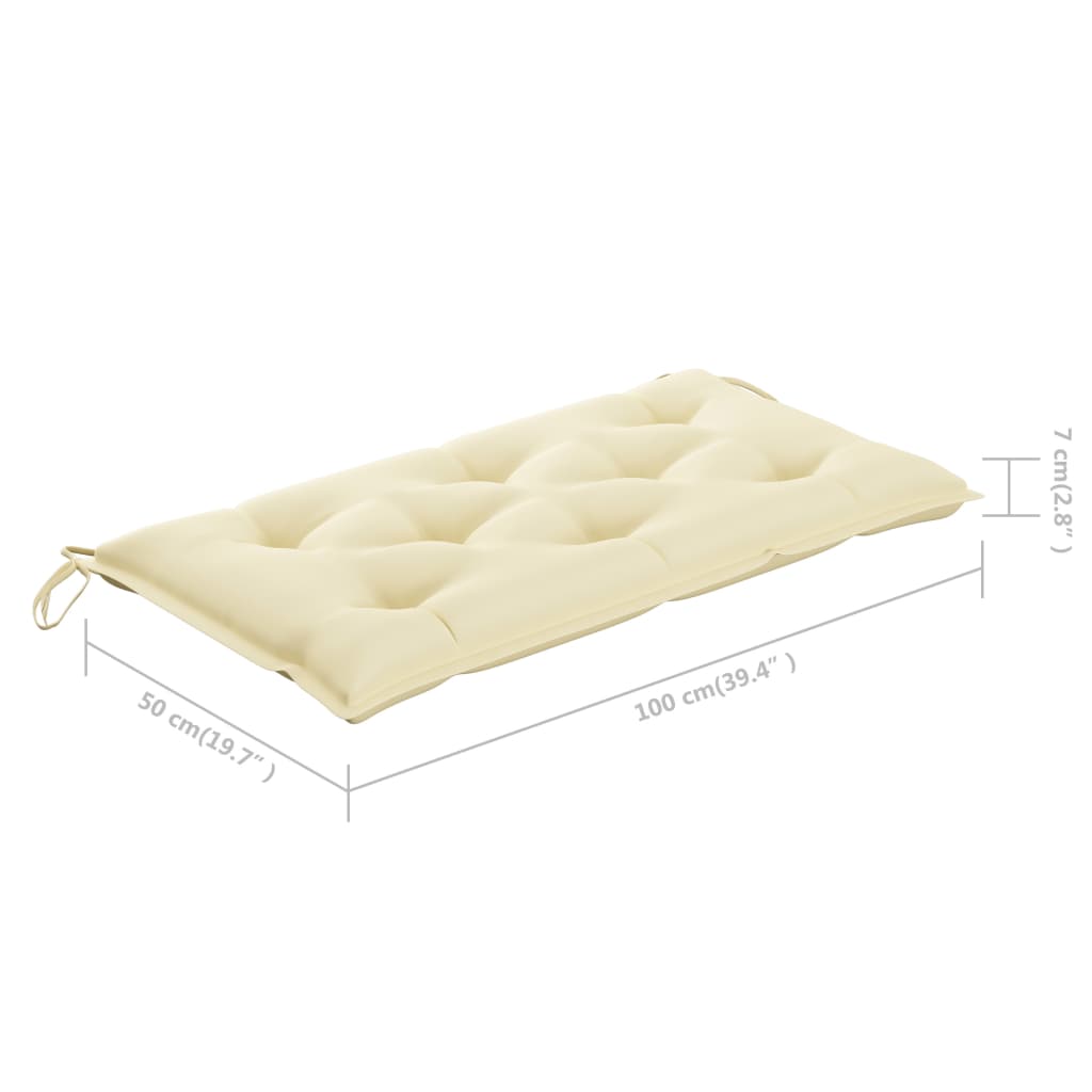 Tuinbank met crèmekleurig kussen 112 cm massief teakhout is nu te koop bij PeponiXL, paradijselijk wonen!