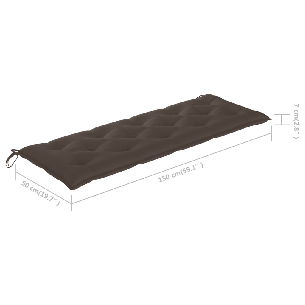 Tuinbank met taupe kussen 150 cm massief teakhout is nu te koop bij PeponiXL, paradijselijk wonen!