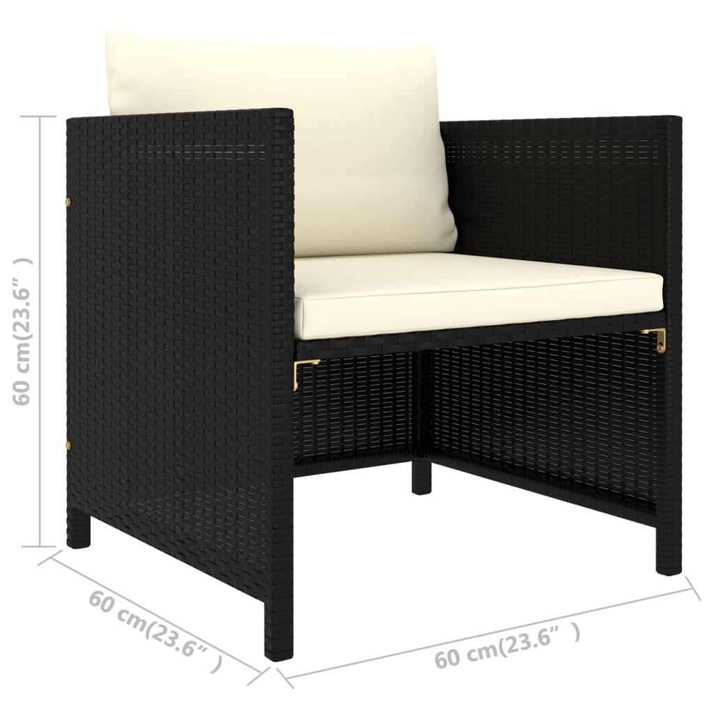 8-delige Loungeset met kussens poly rattan zwart is nu te koop bij PeponiXL, paradijselijk wonen!