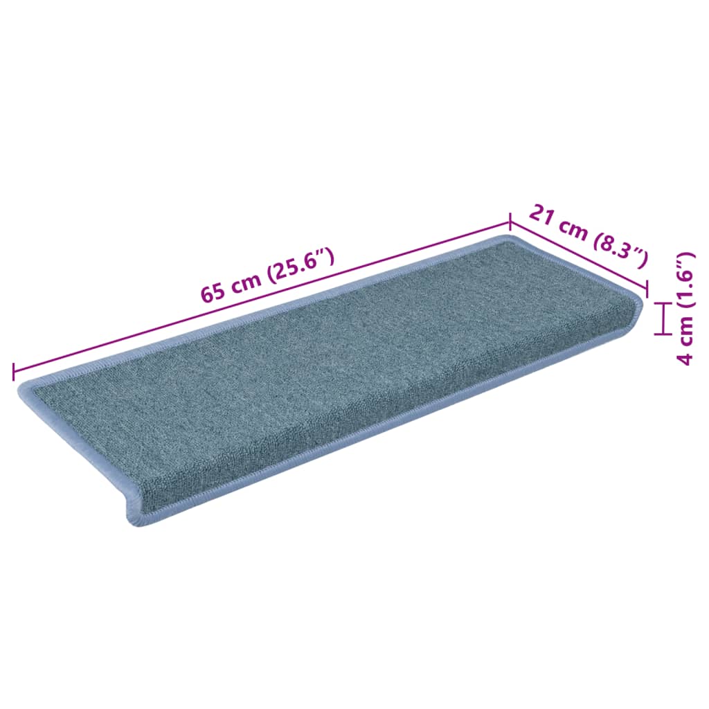 Trapmatten 15 st 65x21x4 cm Zeeblauw Rechthoekige Rand is nu te koop bij PeponiXL, paradijselijk wonen!