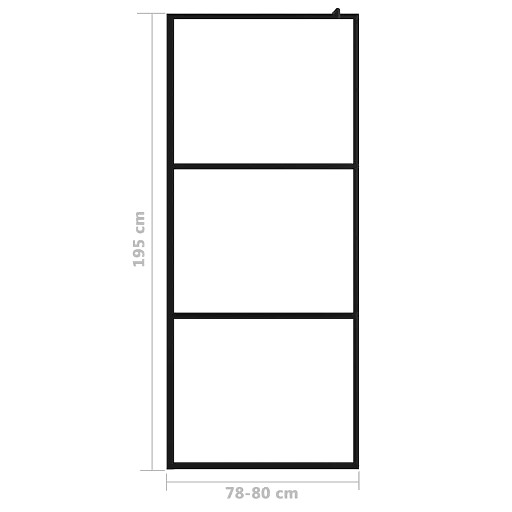 Inloopdouchewand transparant 80x195 cm ESG-glas zwart is nu te koop bij PeponiXL, paradijselijk wonen!