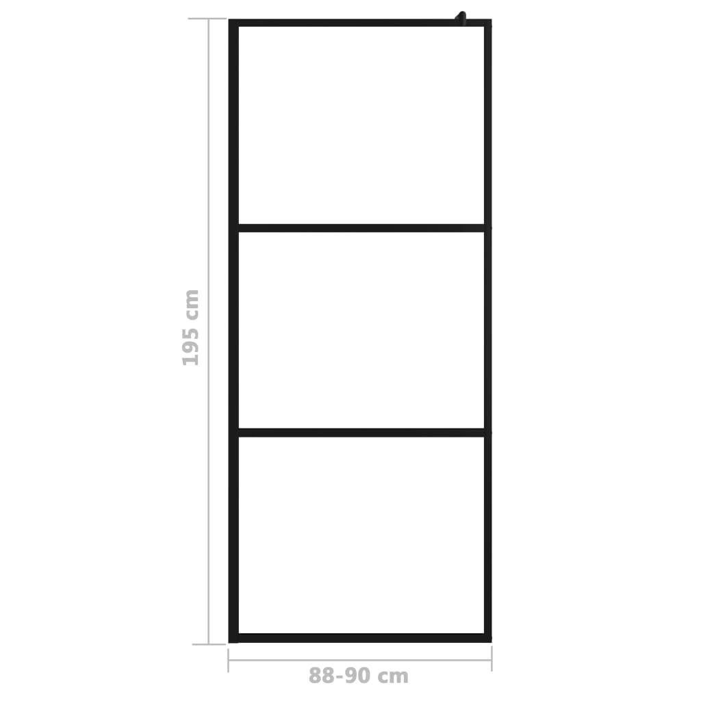Inloopdouchewand transparant 90x195 cm ESG-glas zwart is nu te koop bij PeponiXL, paradijselijk wonen!