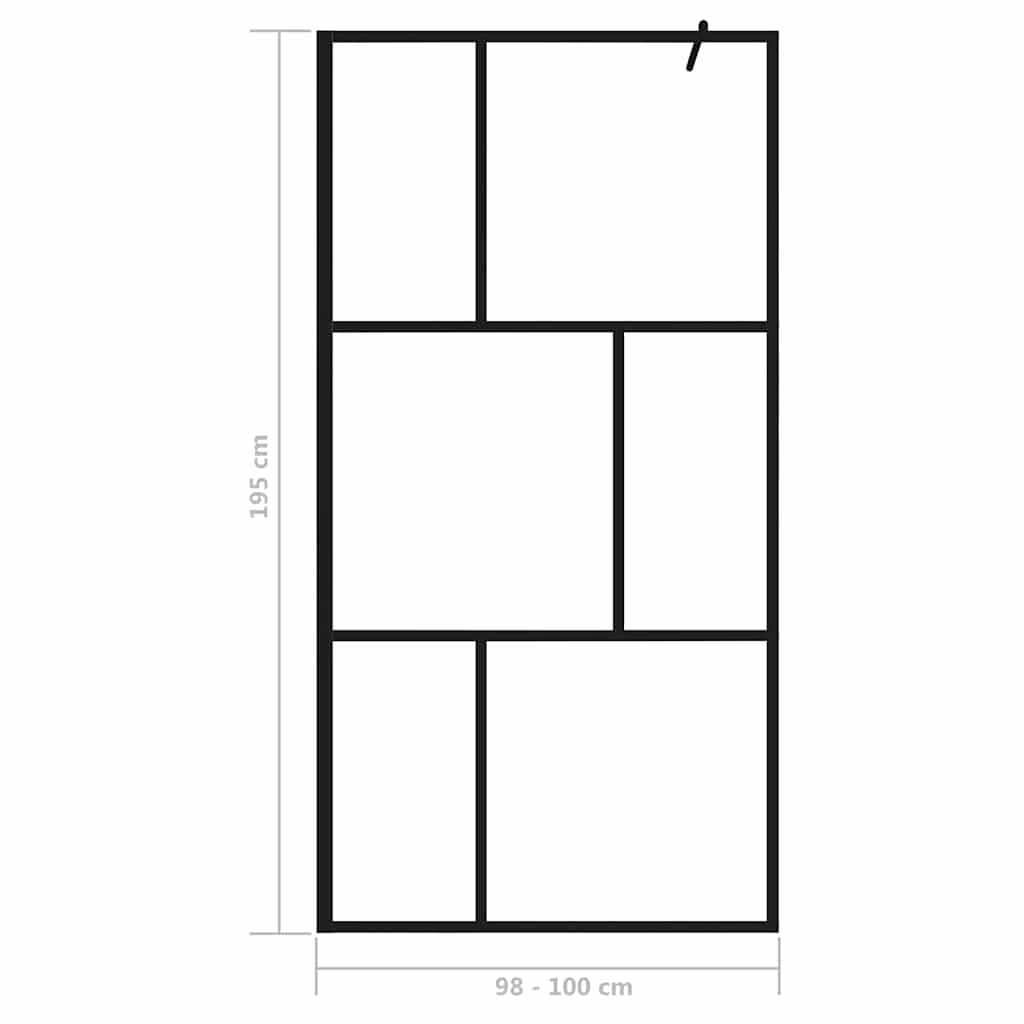 Inloopdouchewand 100x195 cm gehard glas zwart is nu te koop bij PeponiXL, paradijselijk wonen!
