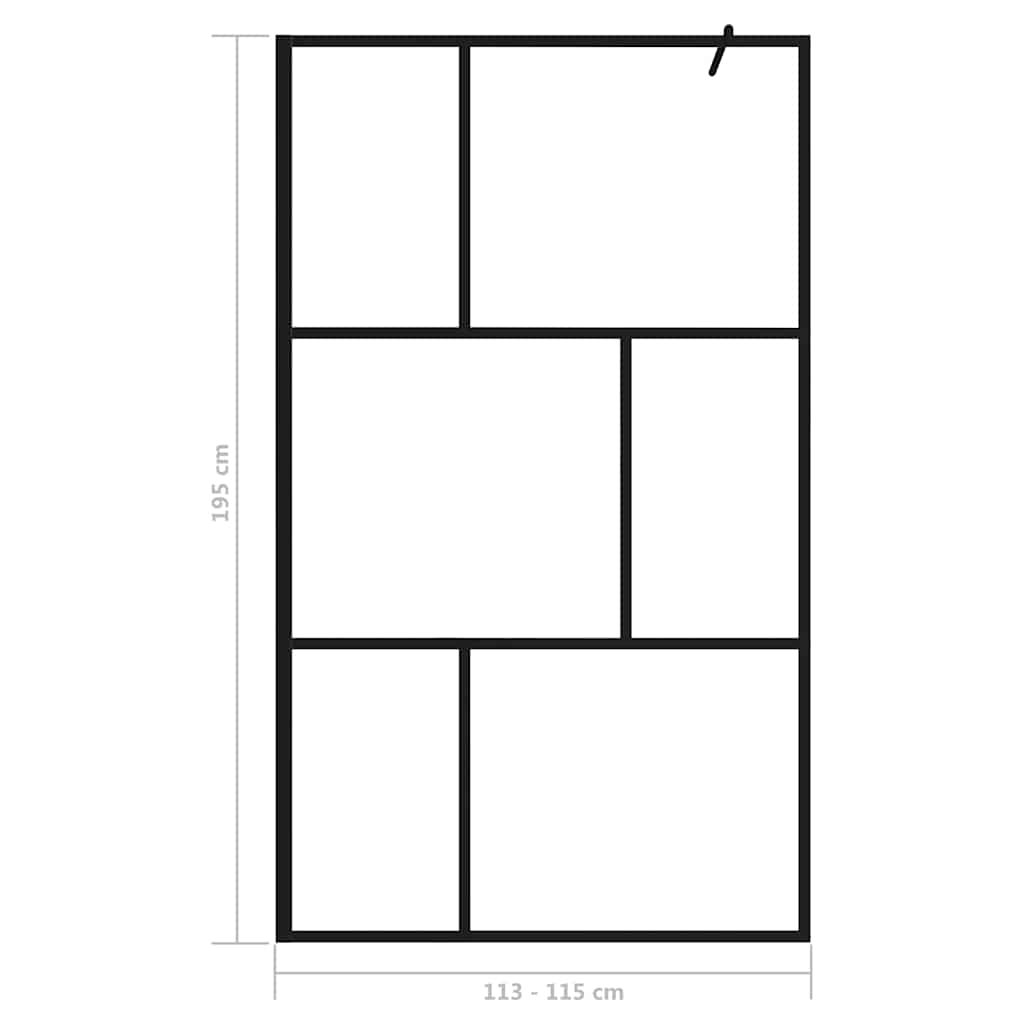 Inloopdouchewand 115x195 cm gehard glas zwart is nu te koop bij PeponiXL, paradijselijk wonen!