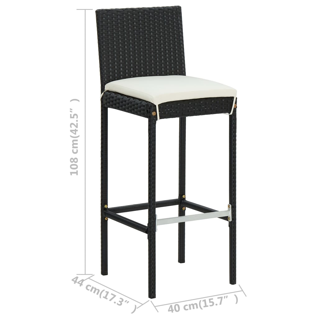 5-delige Tuinbarset met kussens poly rattan zwart is nu te koop bij PeponiXL, paradijselijk wonen!