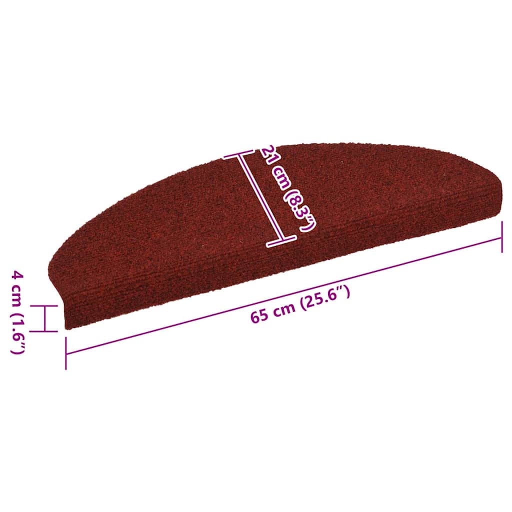 Trapmatten Zelfklevend 10 st 65x21x4 cm Bordeaux Rood Halfrond Groot