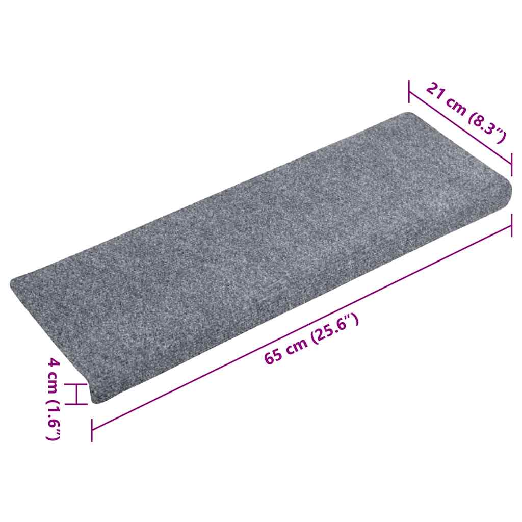 Trapmatten zelfklevend 10 stuks 65x21x4 cm lichtgrijs met rechthoekige rand