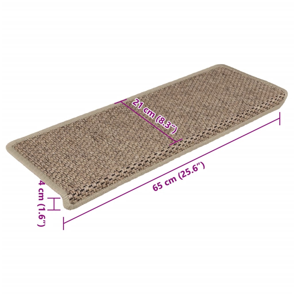 Trapmatten zelfklevend 15 st sisal-look 65x21x4 cm zandkleurig is nu te koop bij PeponiXL, paradijselijk wonen!