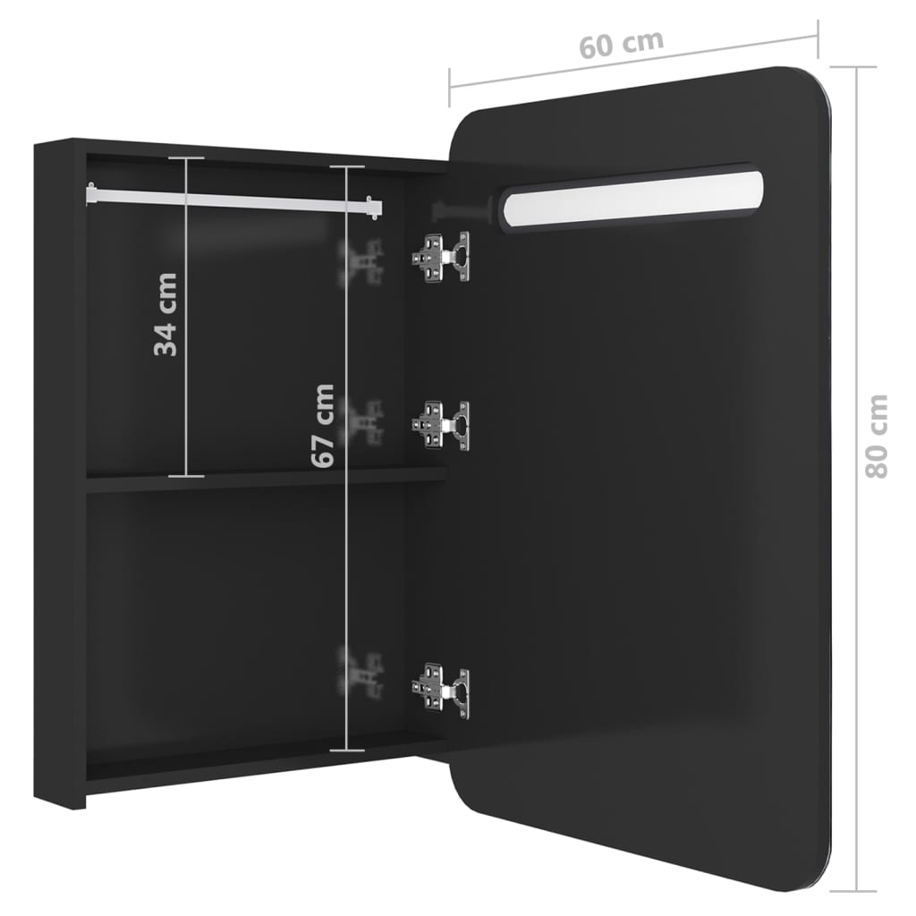 Badkamerkast met spiegel en LED 60x11x80 cm glanzend zwart is nu te koop bij PeponiXL, paradijselijk wonen!
