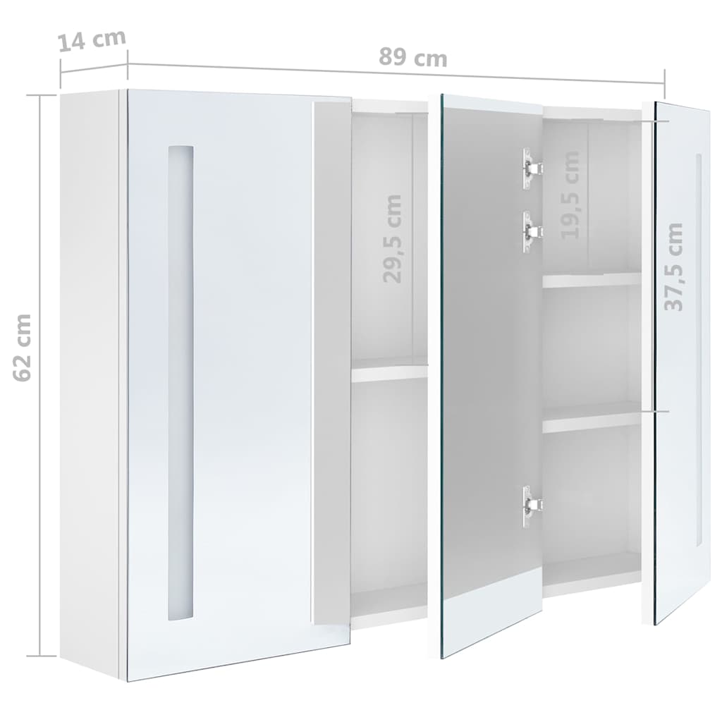 Badkamerkast met spiegel en LED 89x14x62 cm glanzend wit is nu te koop bij PeponiXL, paradijselijk wonen!