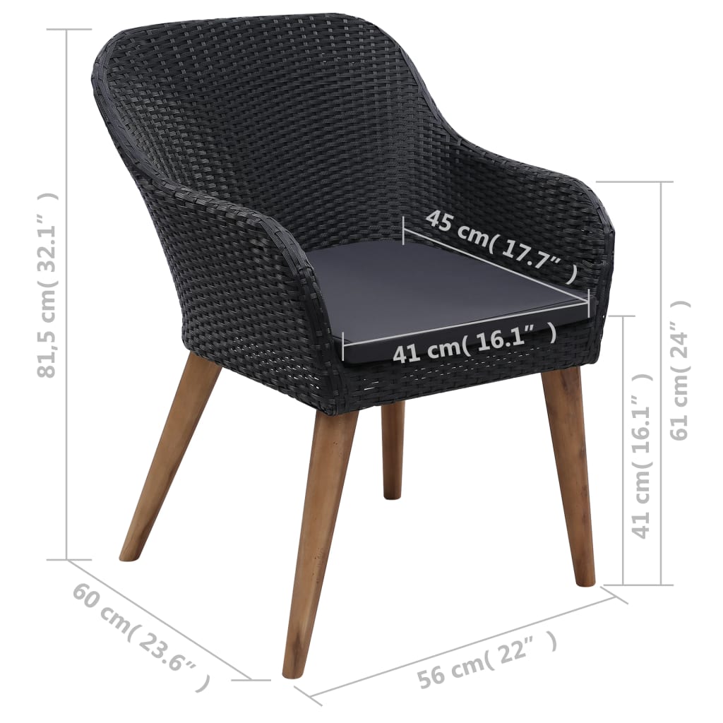 5-delige Tuinset zwart is nu te koop bij PeponiXL, paradijselijk wonen!