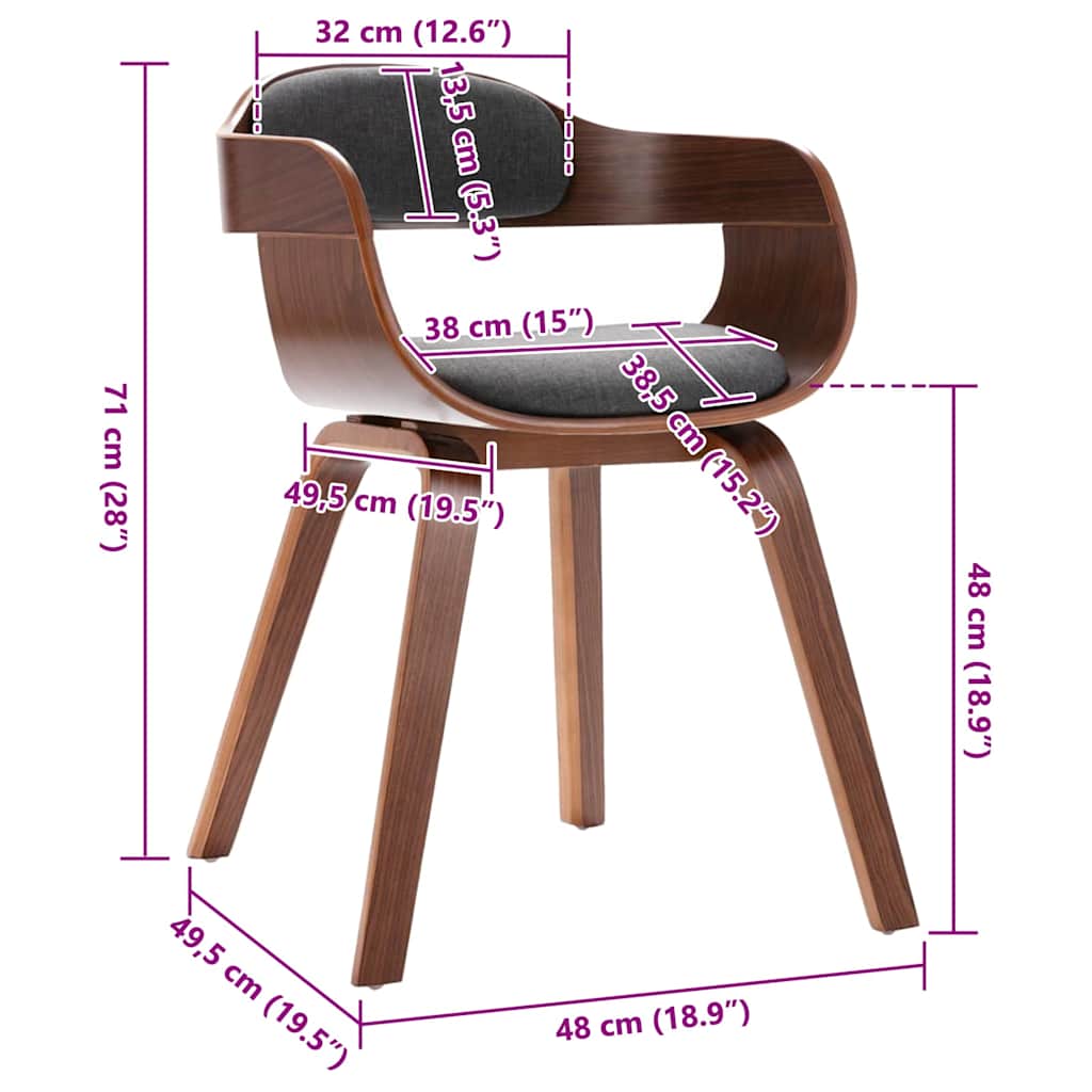 Eetkamerstoel gebogen hout en stof donkergrijs is nu te koop bij PeponiXL, paradijselijk wonen!
