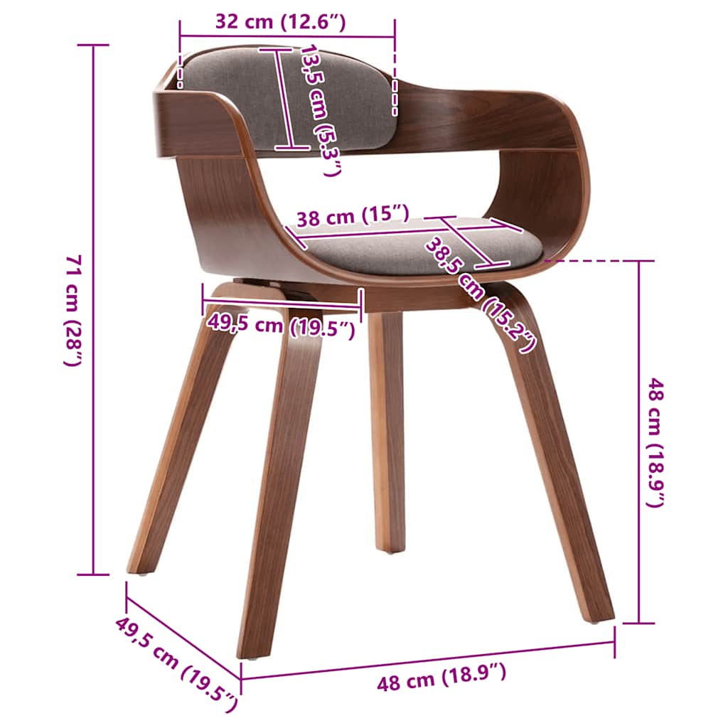 Eetkamerstoel gebogen hout en stof taupe is nu te koop bij PeponiXL, paradijselijk wonen!