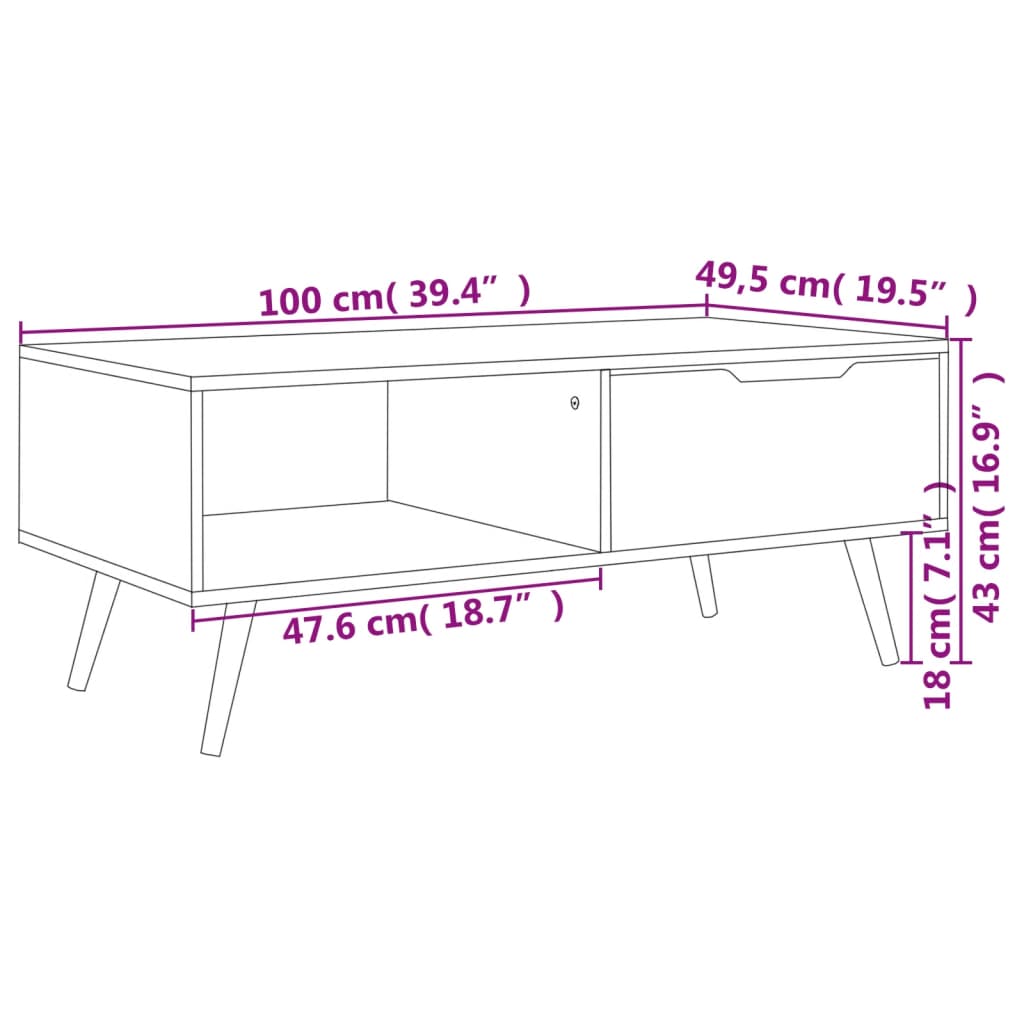 Salontafel 100x49,5x43 cm bewerkt hout zwart