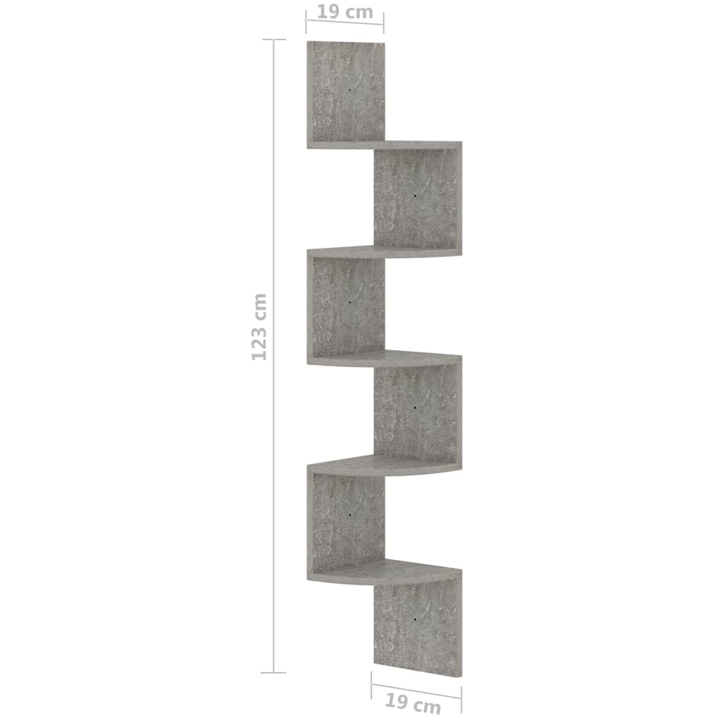 Hoekwandschap 19x19x123 cm bewerkt hout betongrijs