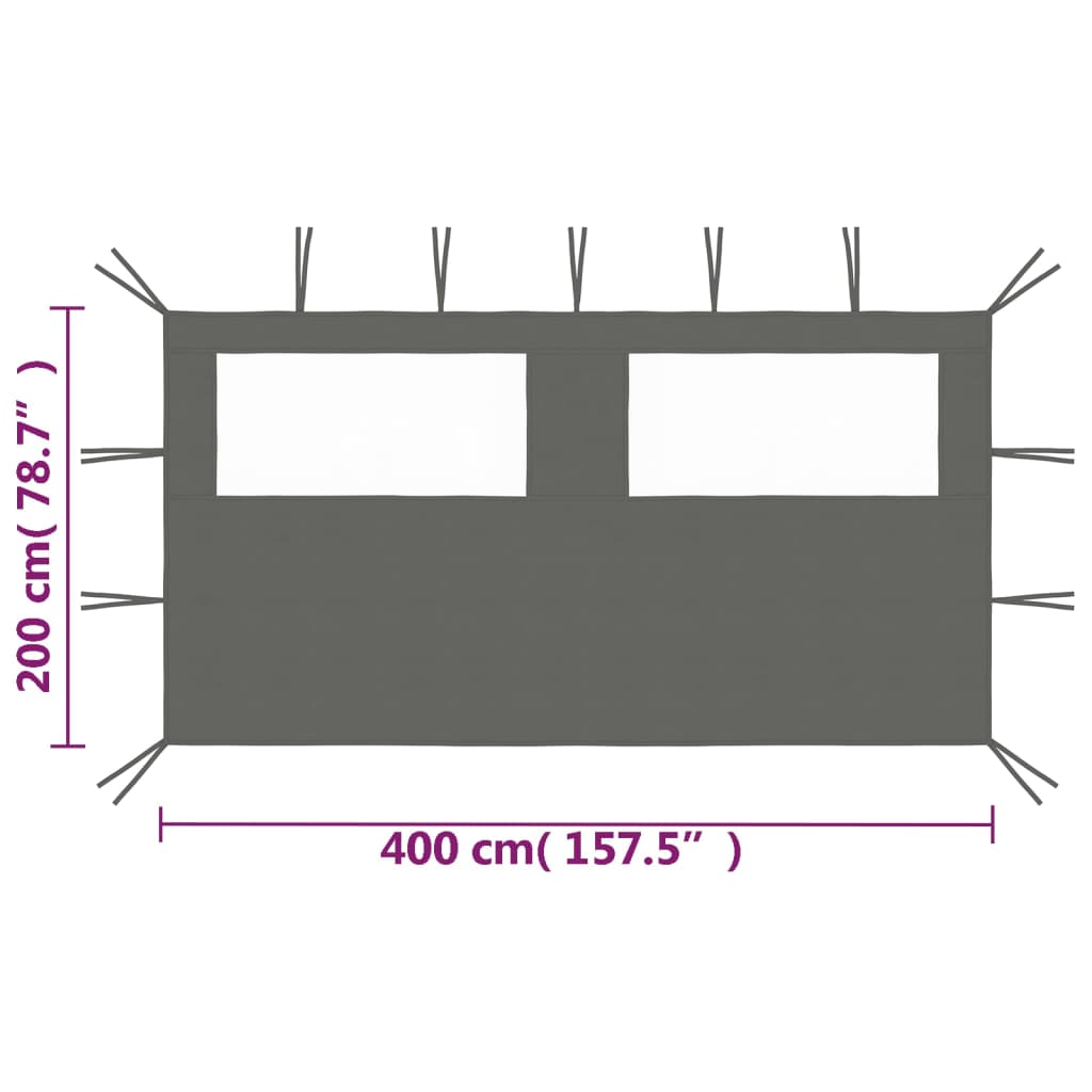 Prieelzijwand met ramen 4x2 m antracietkleurig is nu te koop bij PeponiXL, paradijselijk wonen!