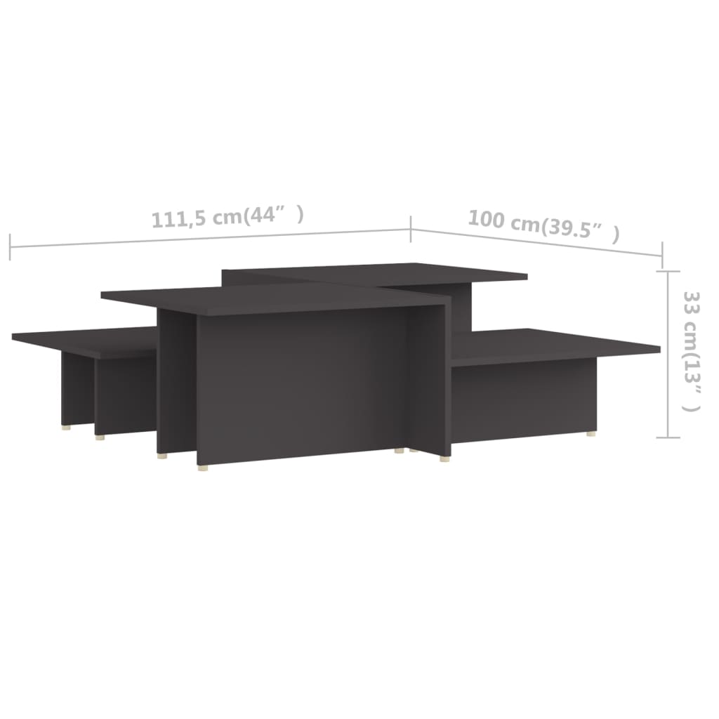 Salontafels 2 st 111,5x50x33 cm bewerkt hout grijs is nu te koop bij PeponiXL, paradijselijk wonen!