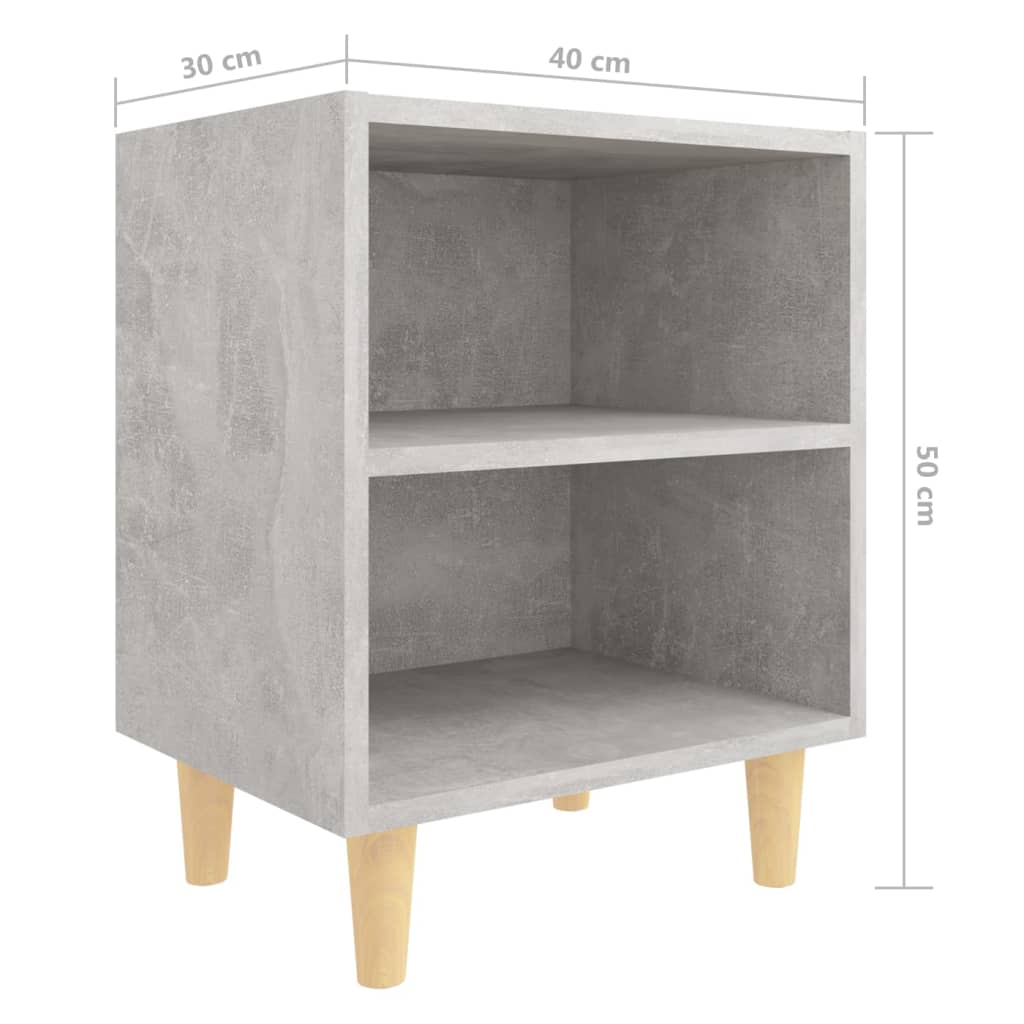 Nachtkastje met massief houten poten 40x30x50 cm betongrijs is nu te koop bij PeponiXL, paradijselijk wonen!