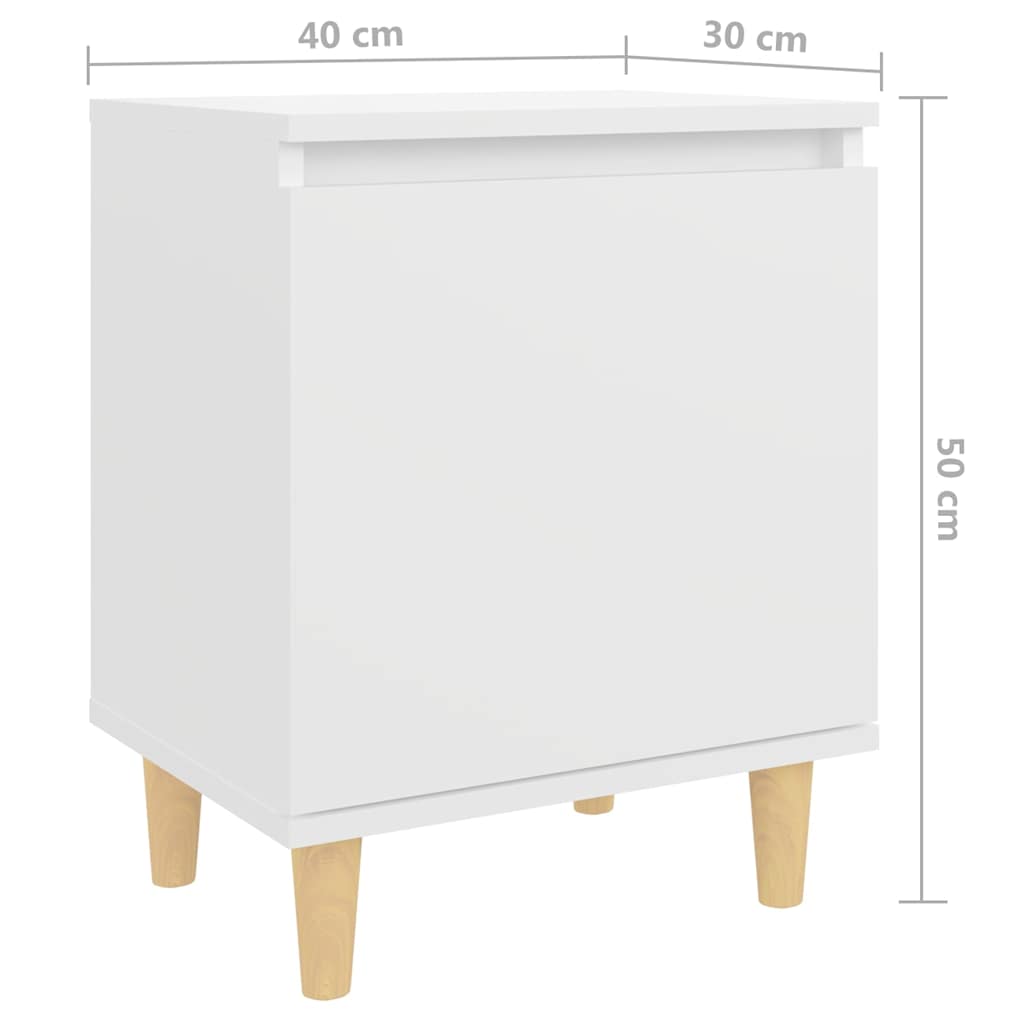 Nachtkastjes 2 st met massief houten poten 40x30x50 cm wit is nu te koop bij PeponiXL, paradijselijk wonen!