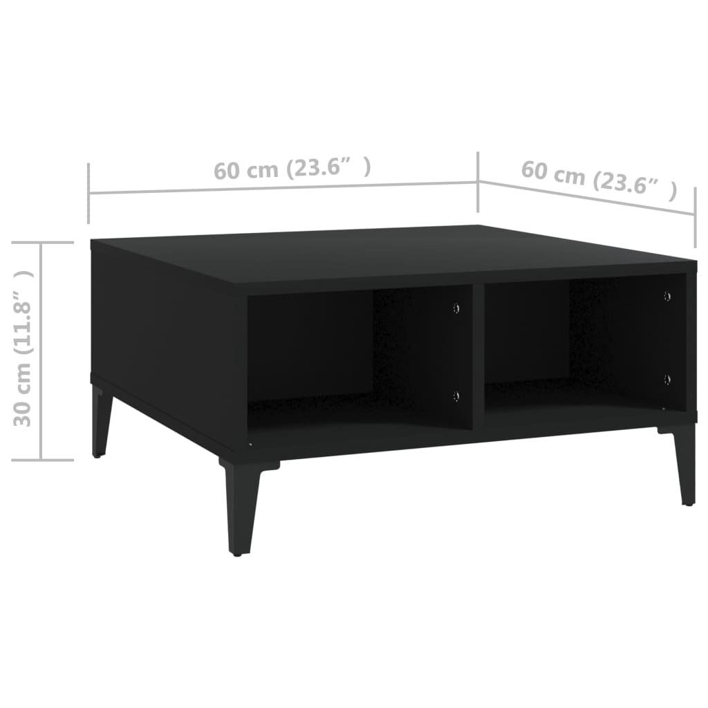 Salontafel 60x60x30 cm bewerkt hout zwart is nu te koop bij PeponiXL, paradijselijk wonen!