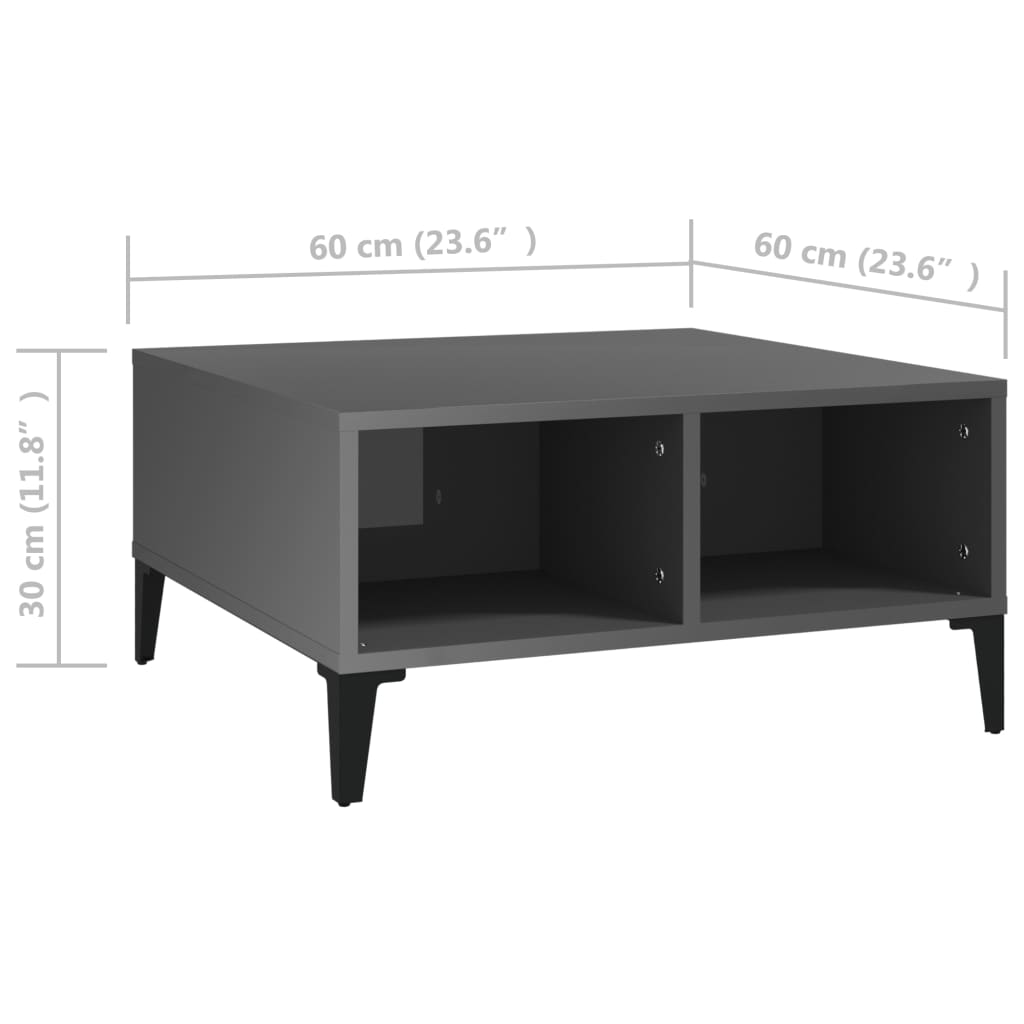 Salontafel 60x60x30 cm bewerkt hout hoogglans grijs is nu te koop bij PeponiXL, paradijselijk wonen!